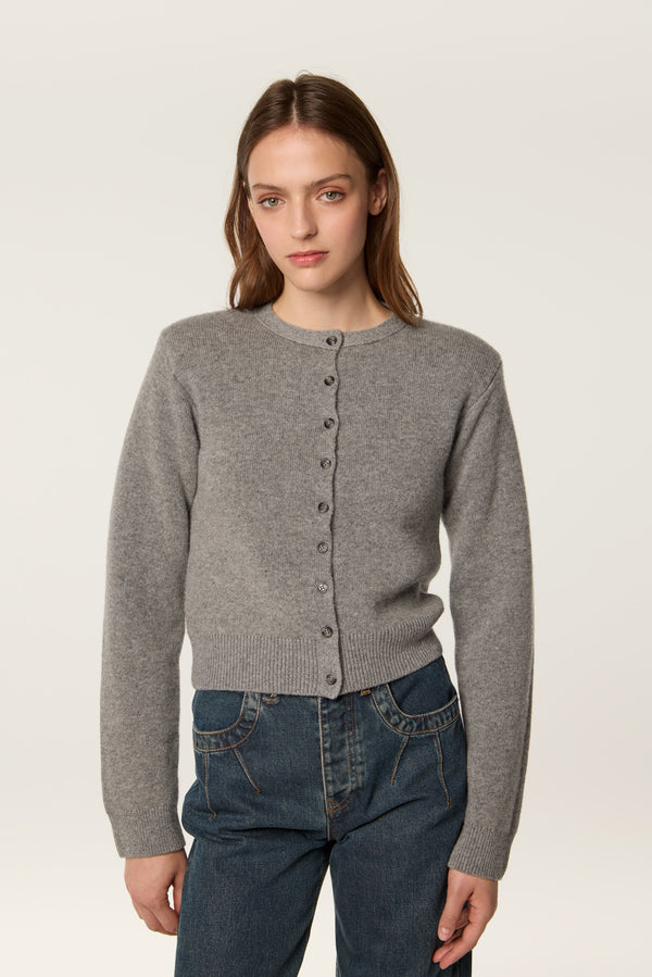 Cardigan with shoulder pads