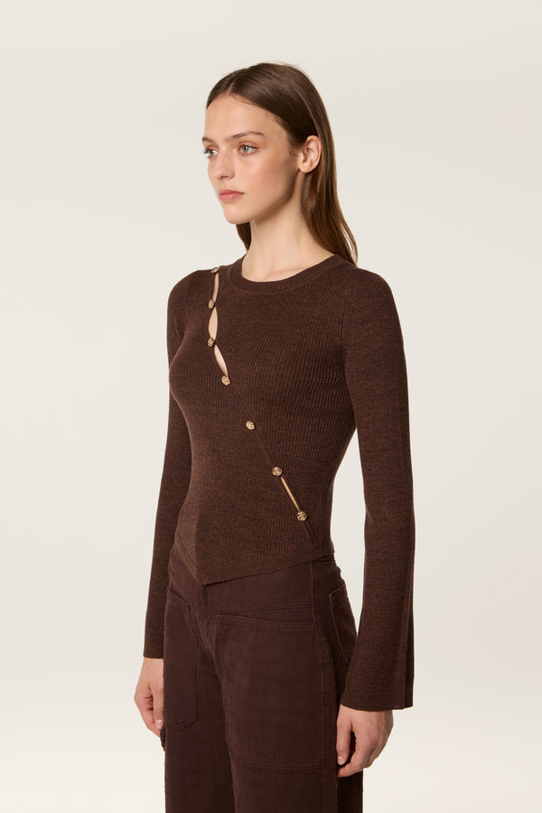 Diagonal opening sweater