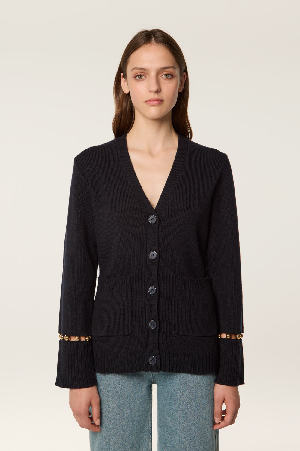 Cardigan à billes dorées