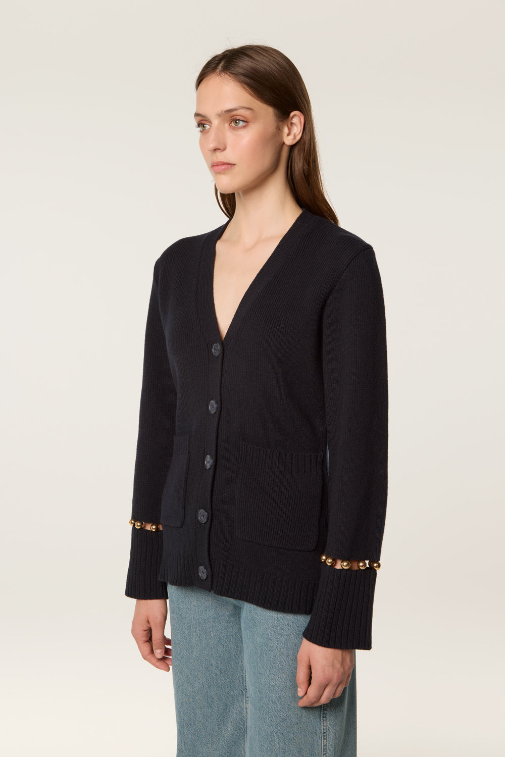 Cardigan à billes dorées