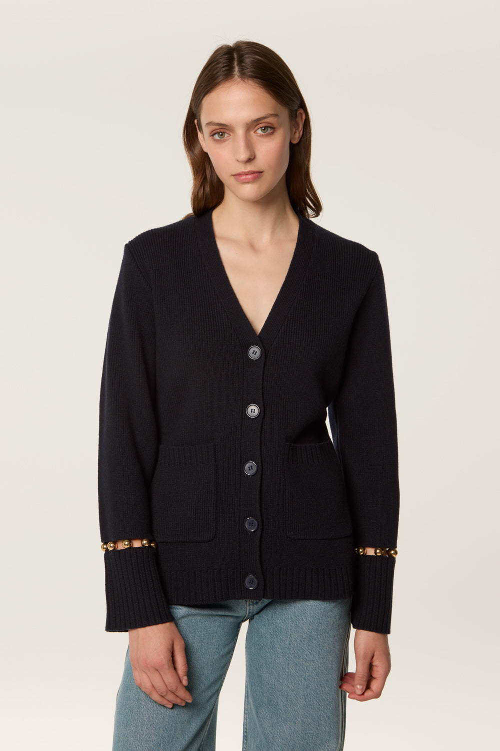 Cardigan à billes dorées