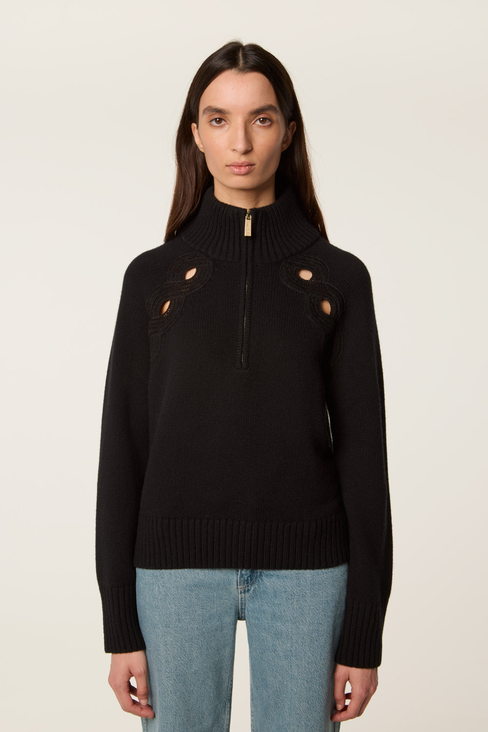Braided opening sweater