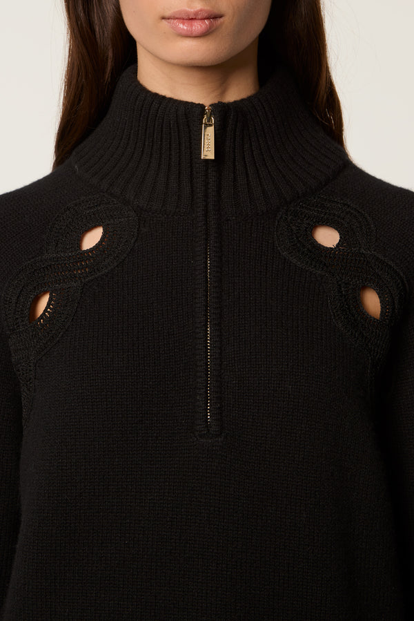 Braided opening sweater