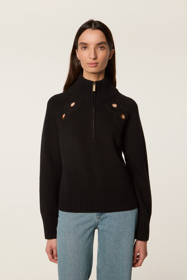Braided opening sweater