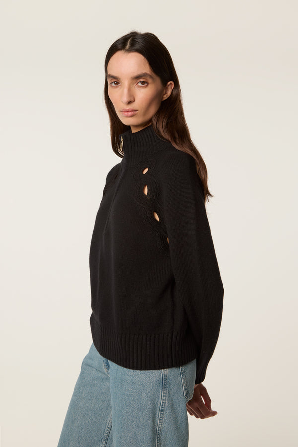 Braided opening sweater
