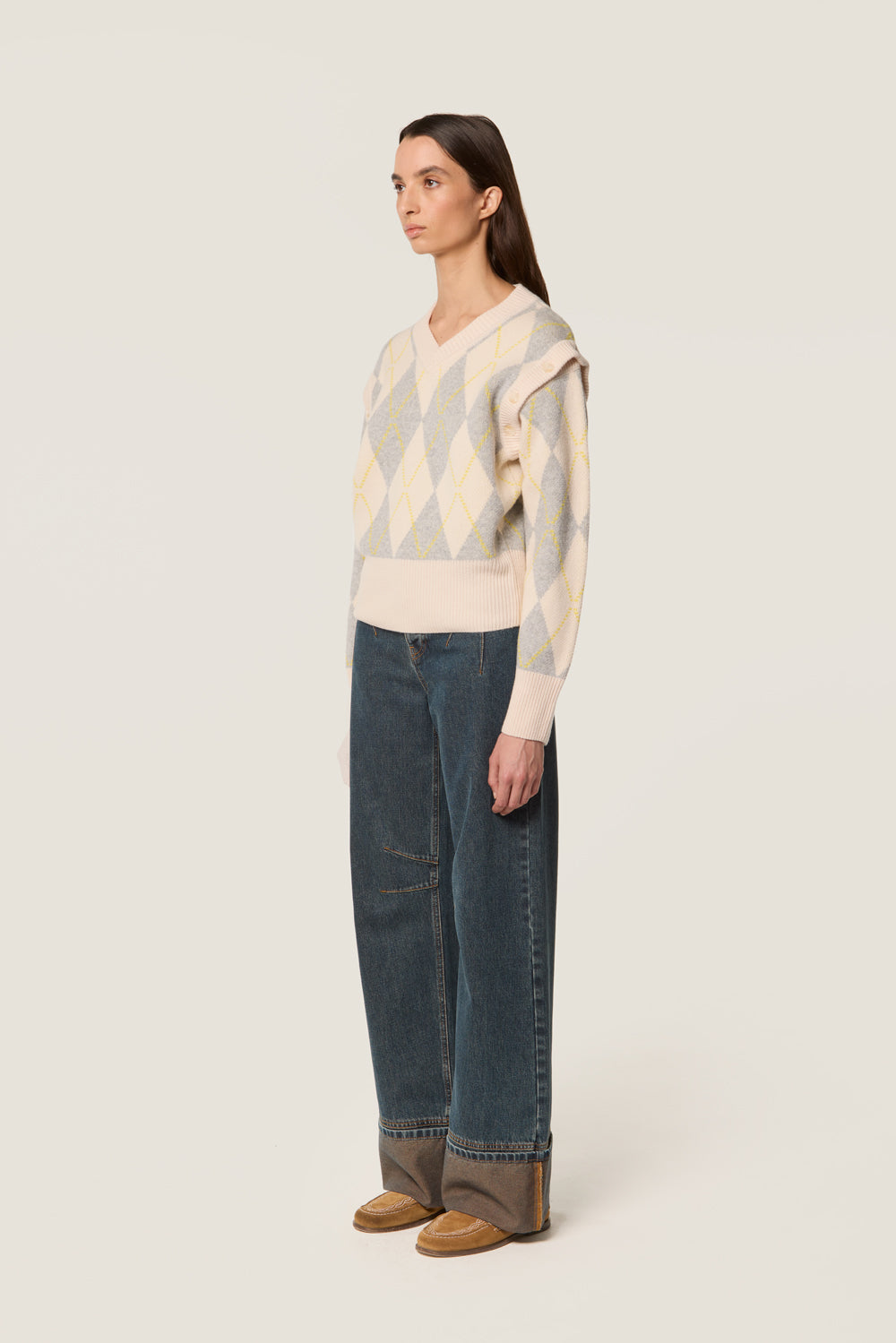 Pull jacquard en laine