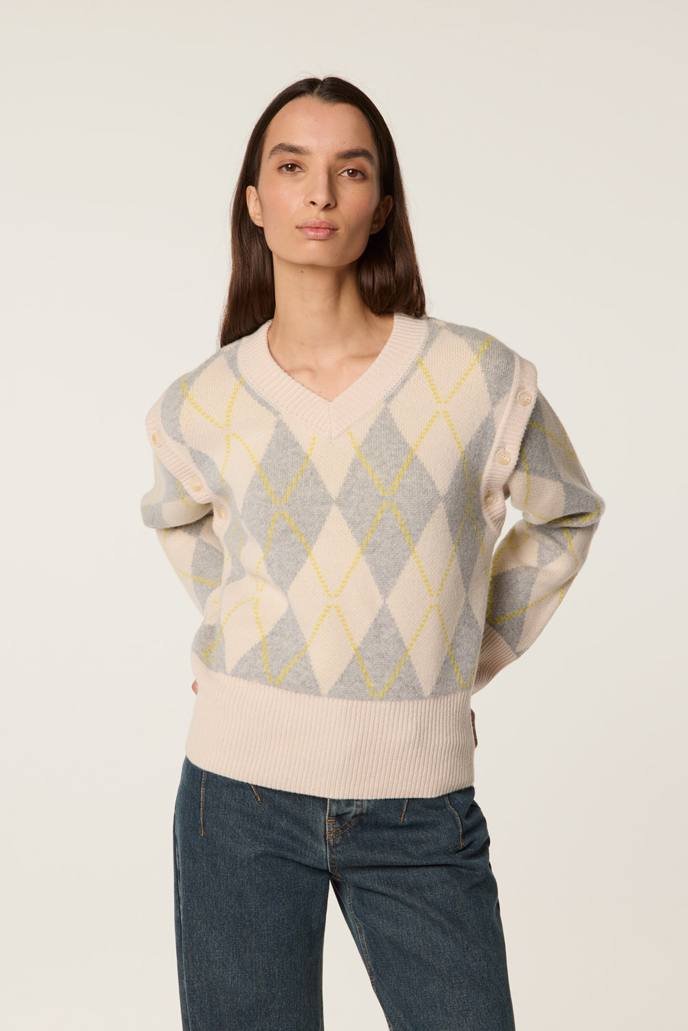 Pull jacquard en laine