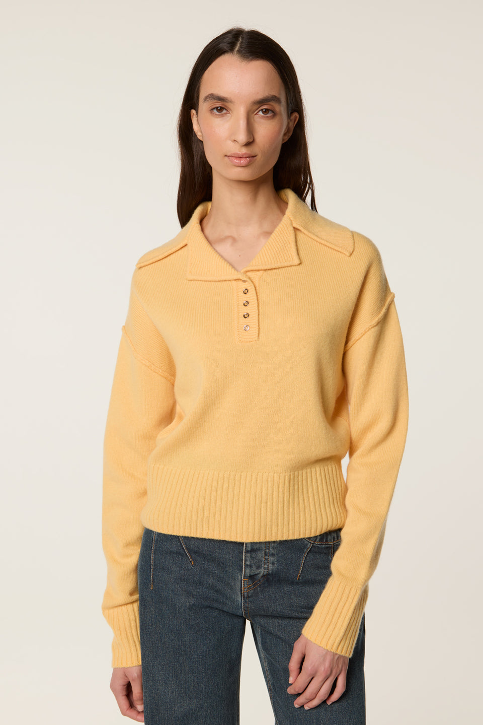 Pull à col plat