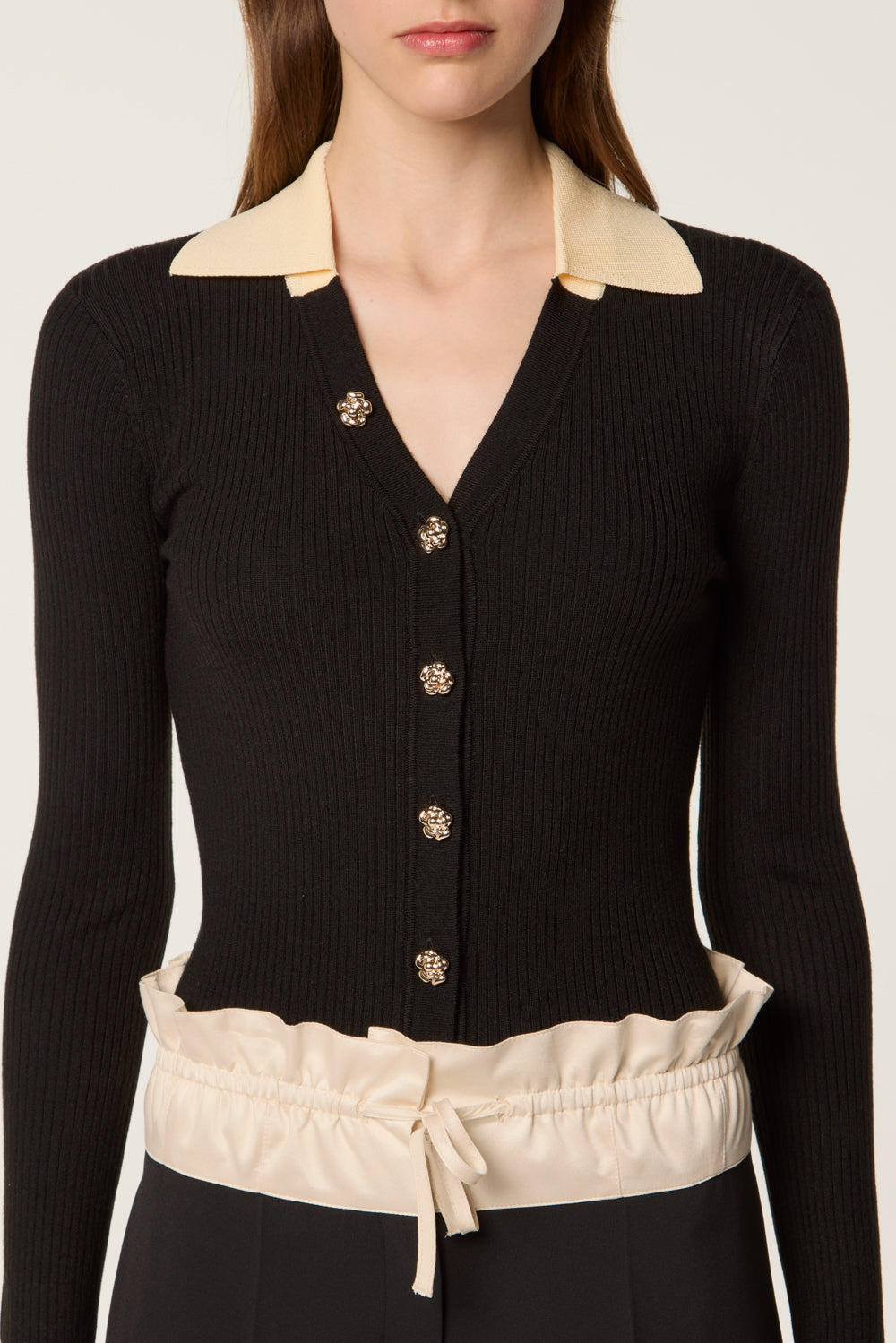 Maglione sottile in maglia bicolore