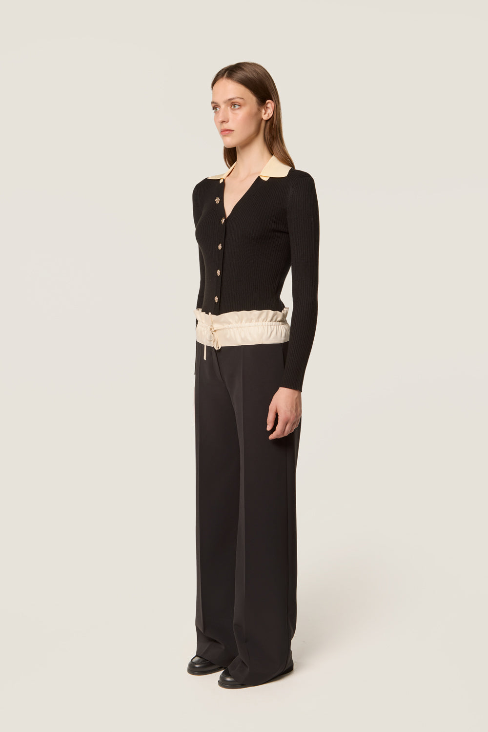 Pantalon à ceinture satin