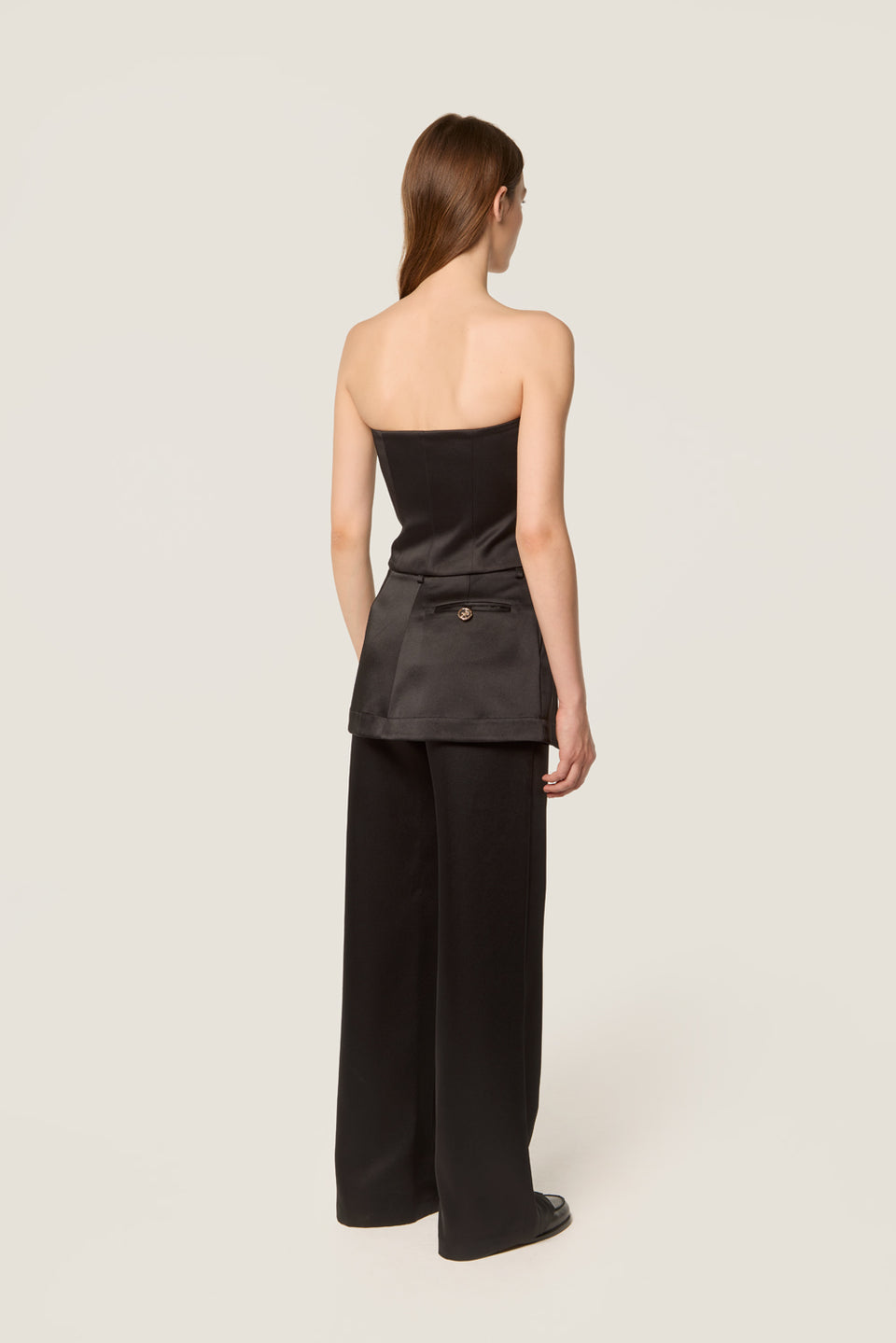 Pantalon effet jupe en satin