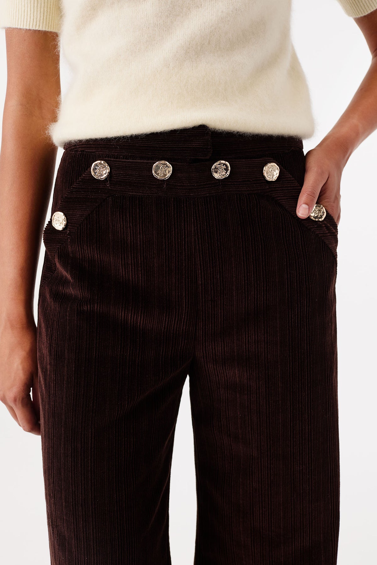 Pantalon à ponts en velours