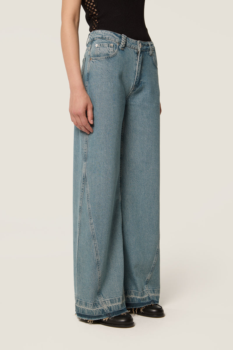 Denim with inserts