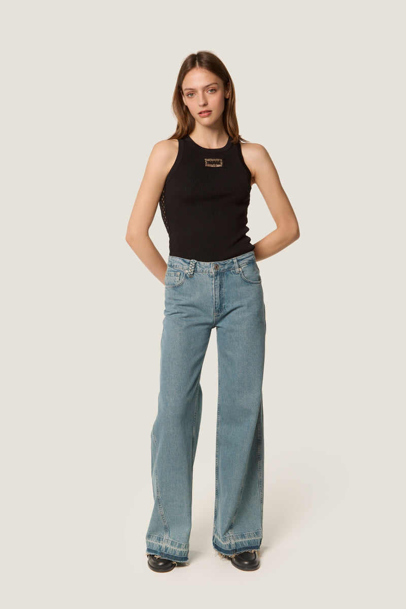 Denim with inserts