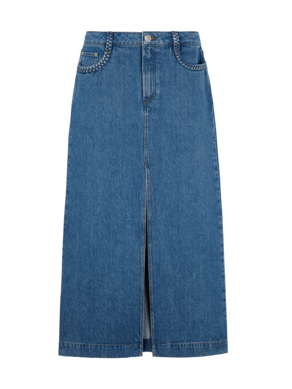 Jupe longue en denim fendue