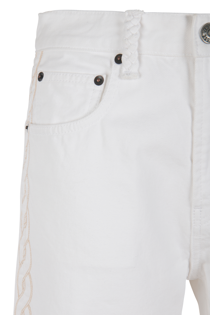 White denim with braid embroidery