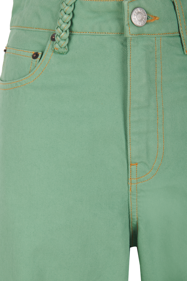 Contrast-topstitched trousers