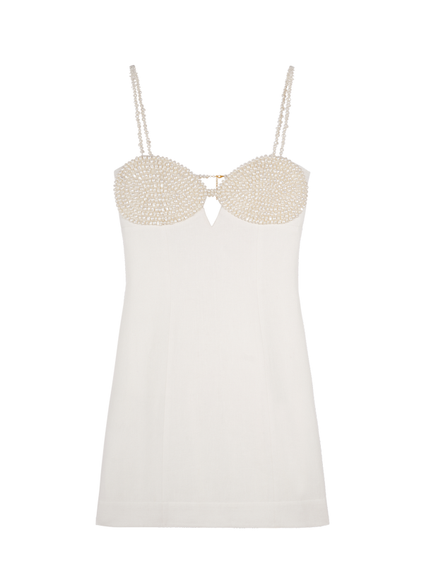 Robe courte cintrée et brodée