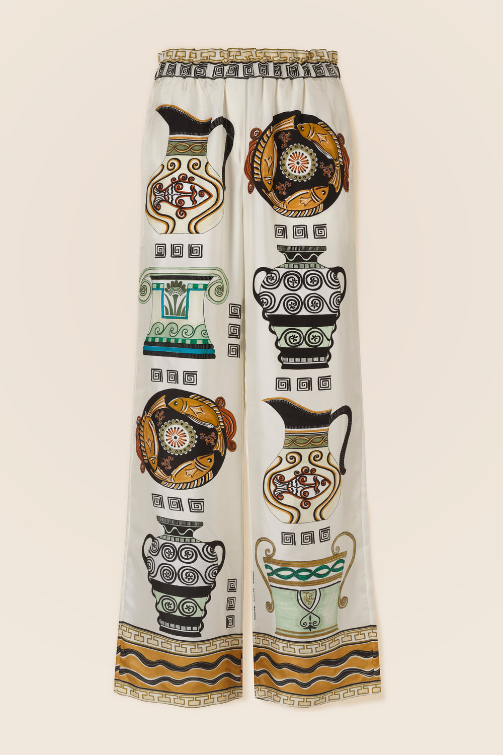 Silk pants with jar pattern