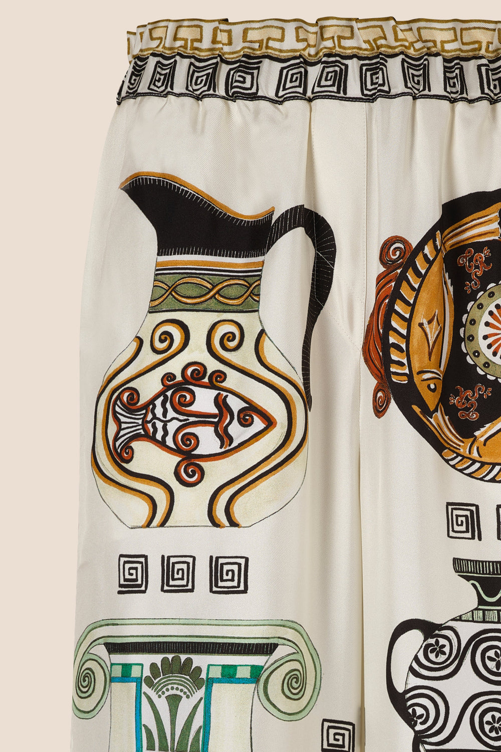 Silk pants with jar pattern