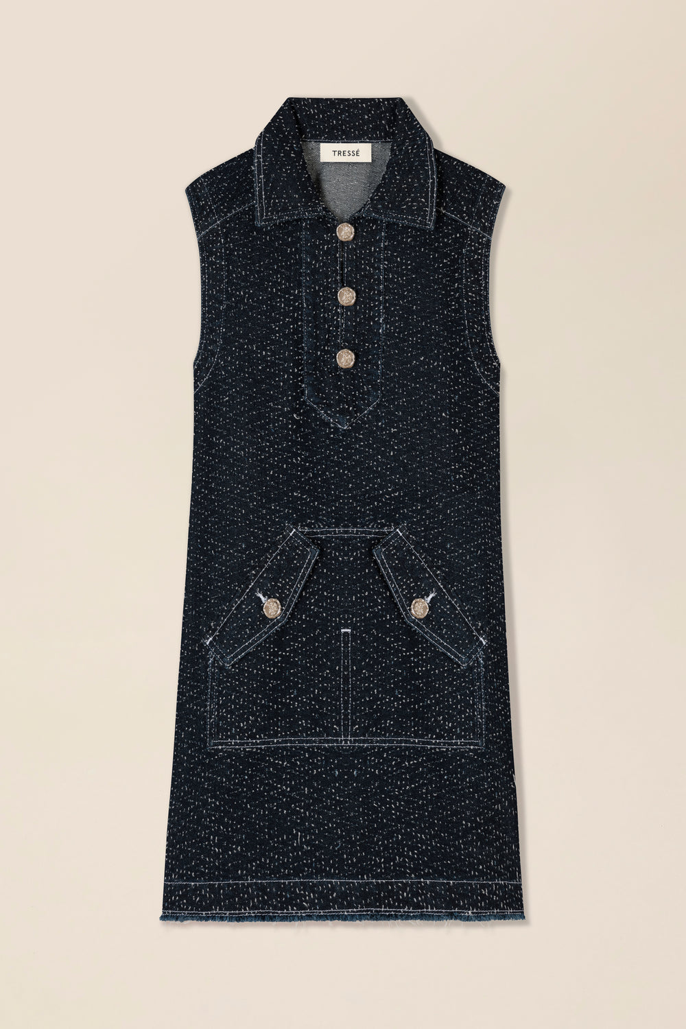 Robe courte en denim tweedé