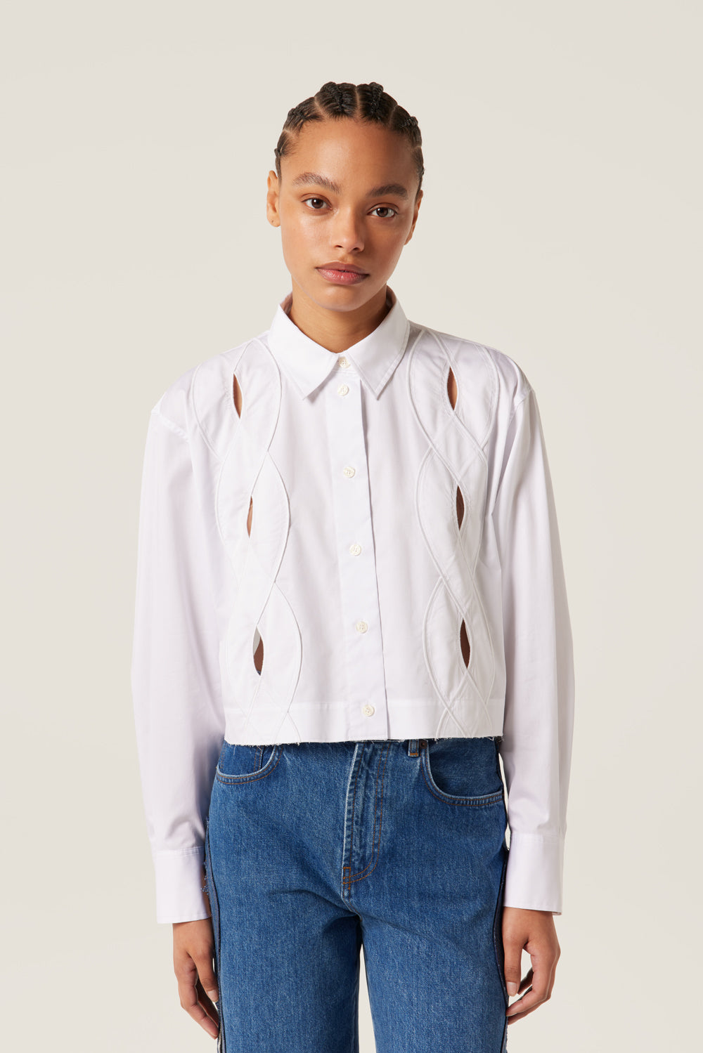 Cropped shirt with openwork braids