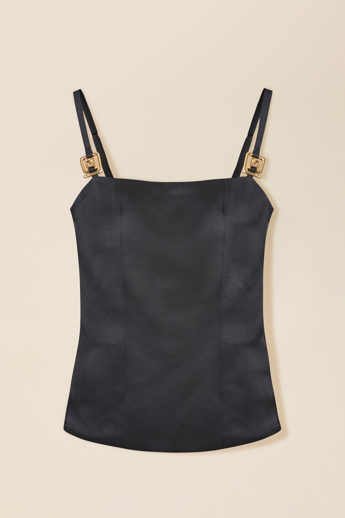 Satin top with gold-tone charms