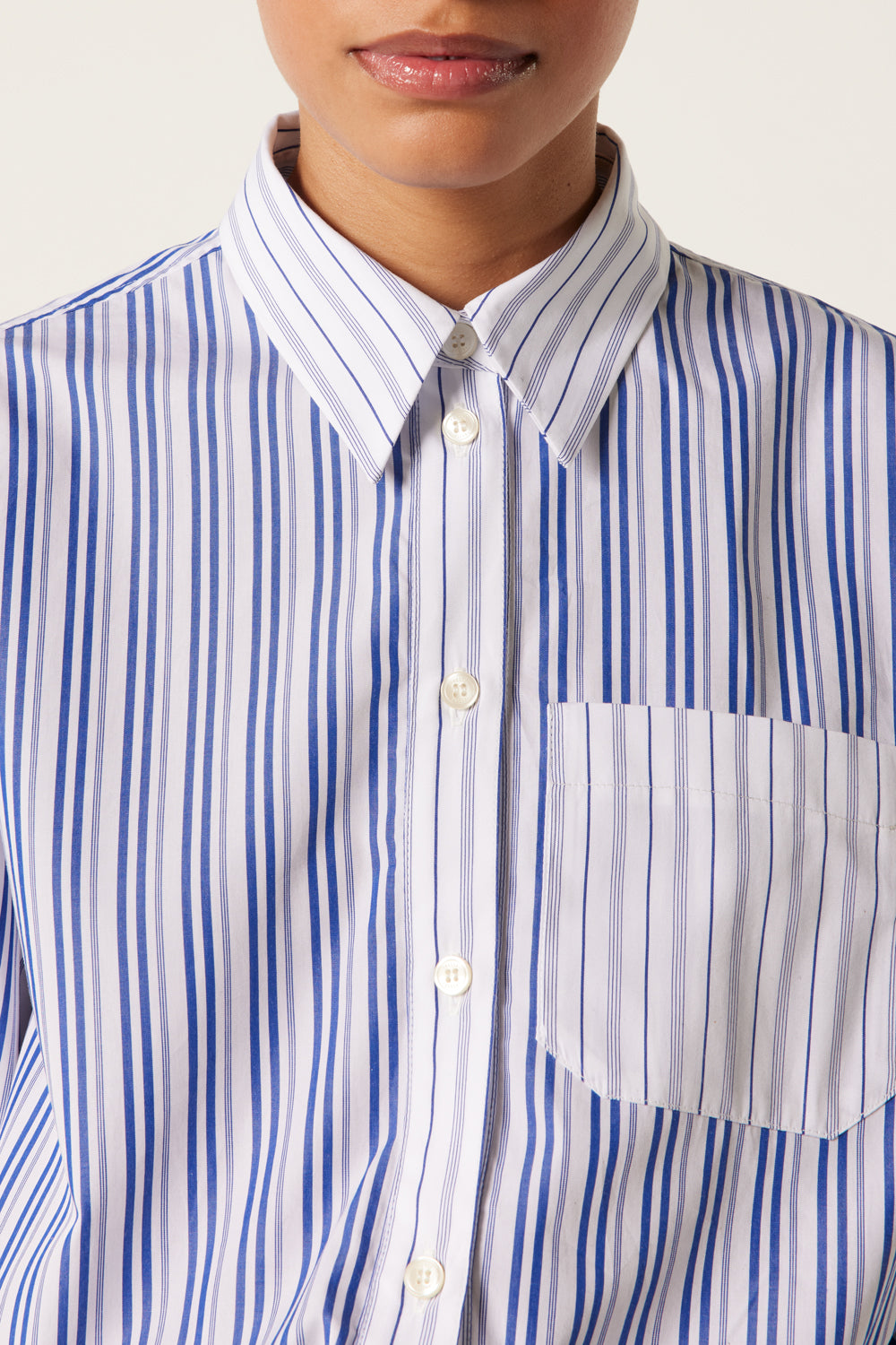 トップス THE TOE Battery Stripe Bijou Shirt Tie-front striped poplin cropped shirt | Tressé