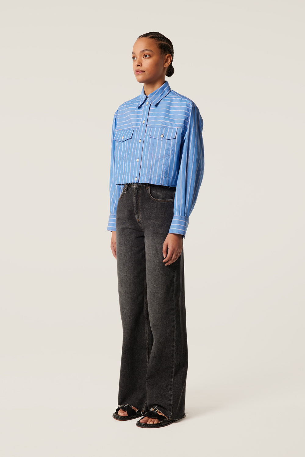 Chemise courte rayée