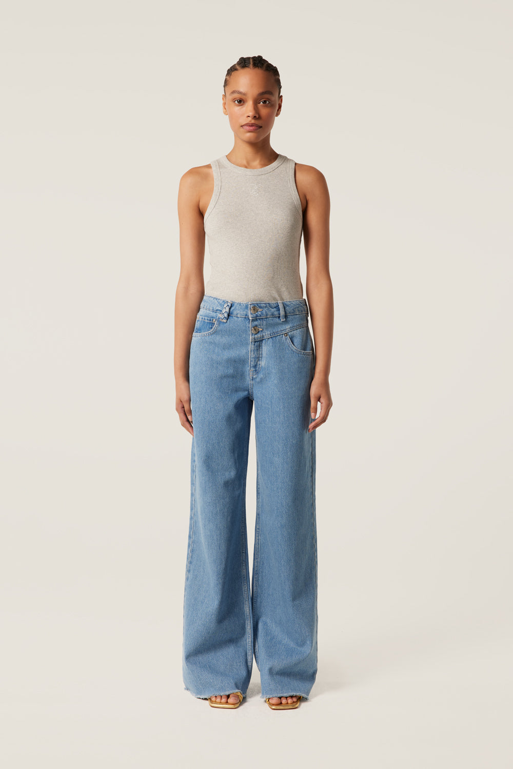 Denim double ceinture