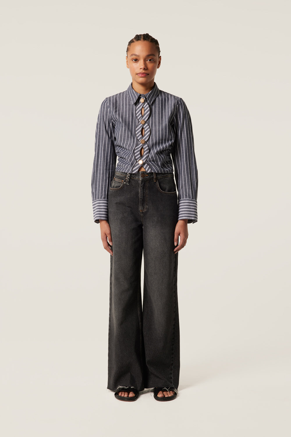 Washed black denim