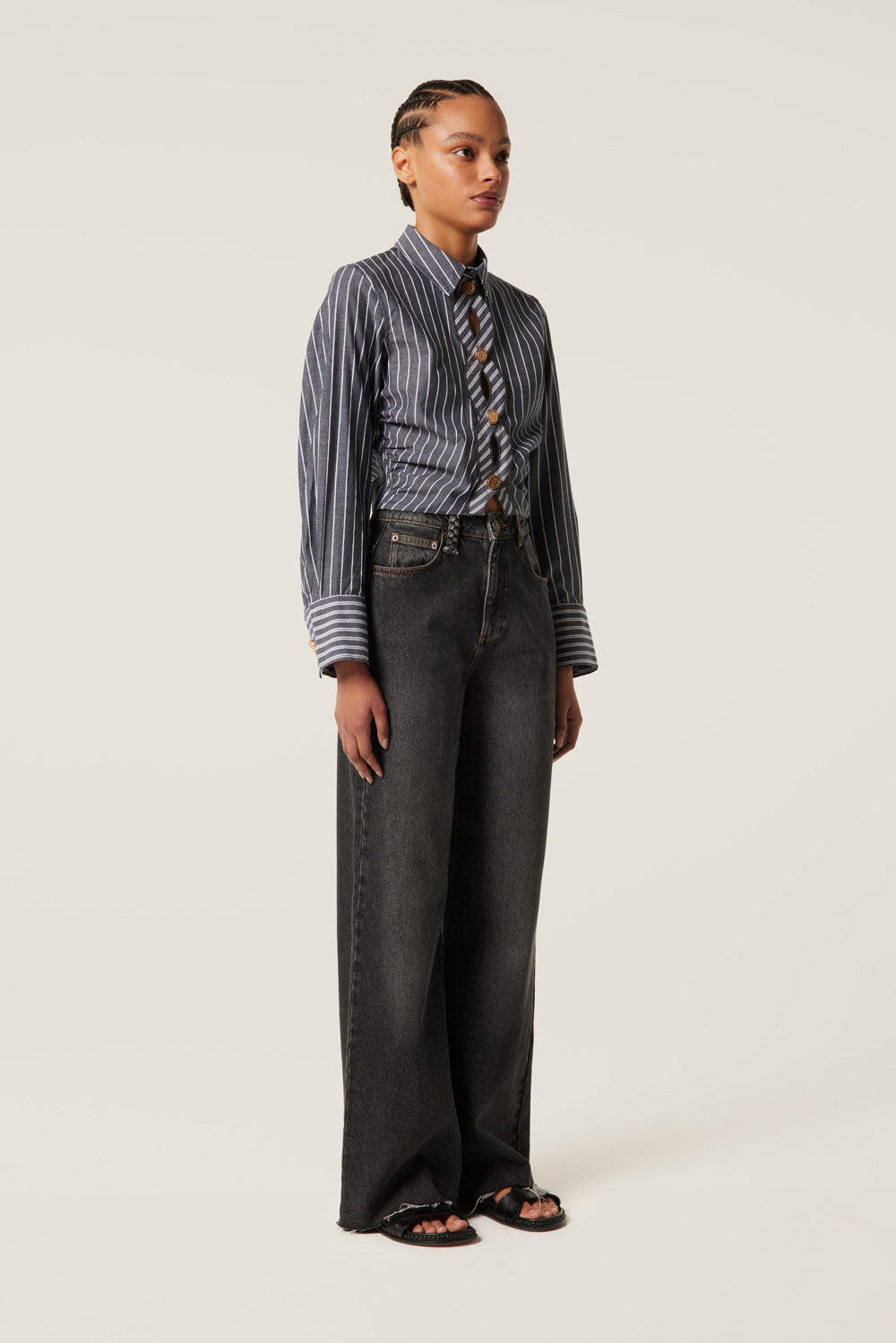Washed black denim