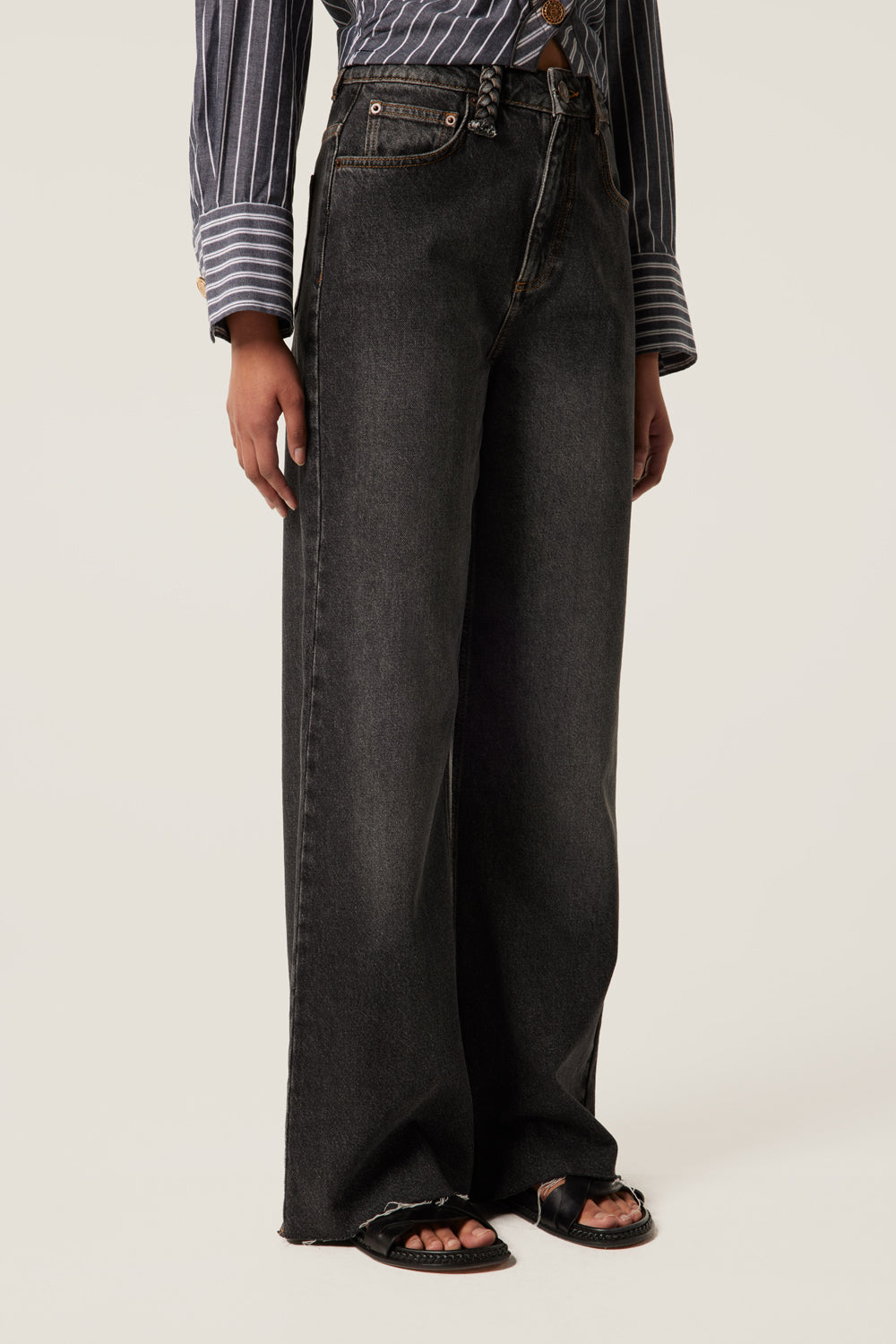 Washed black denim