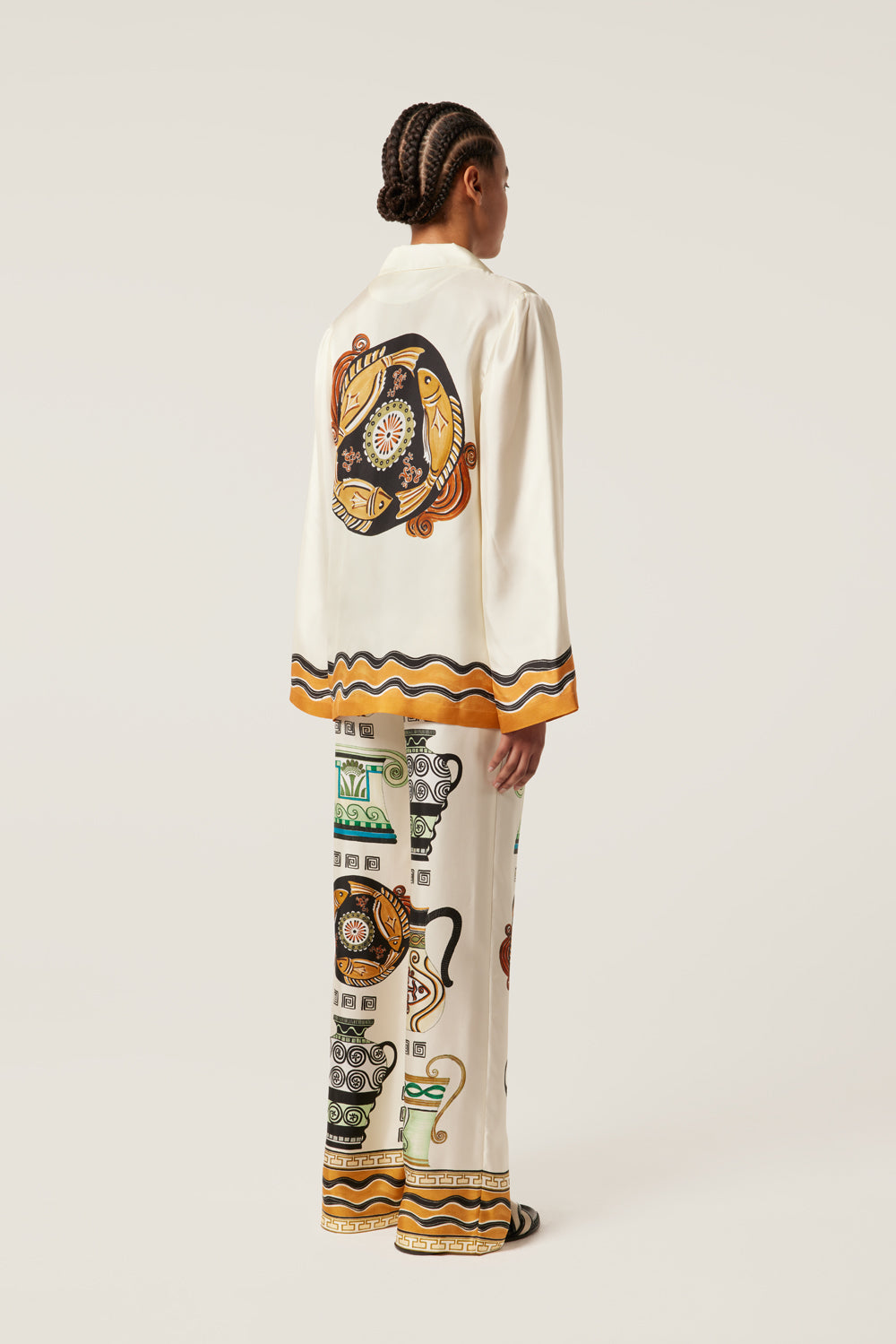 Silk pants with jar pattern