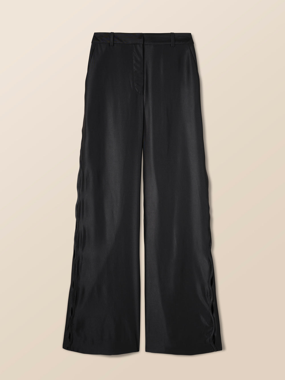 Satin pants with braid opening