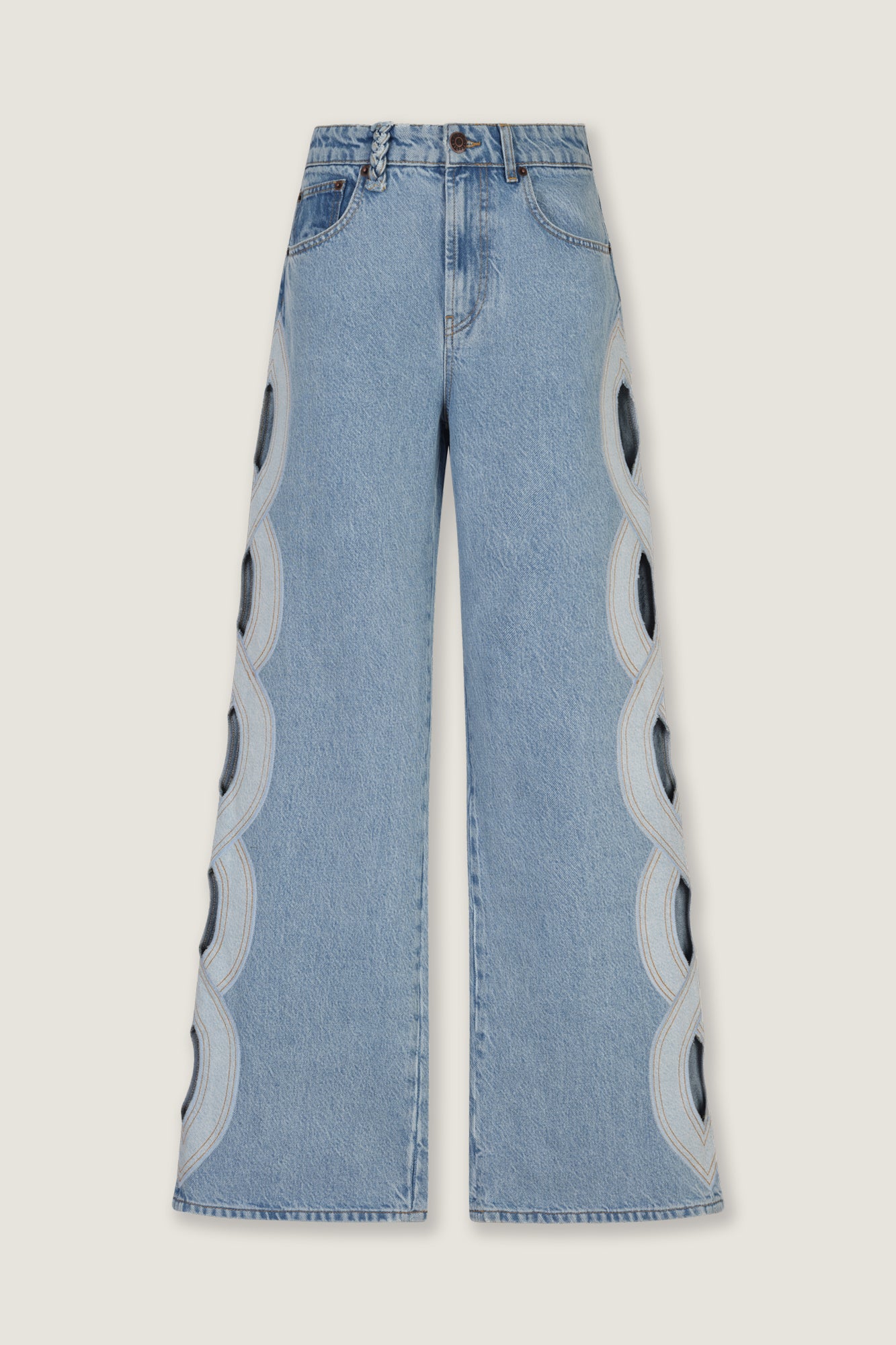 Light denim with braid opening