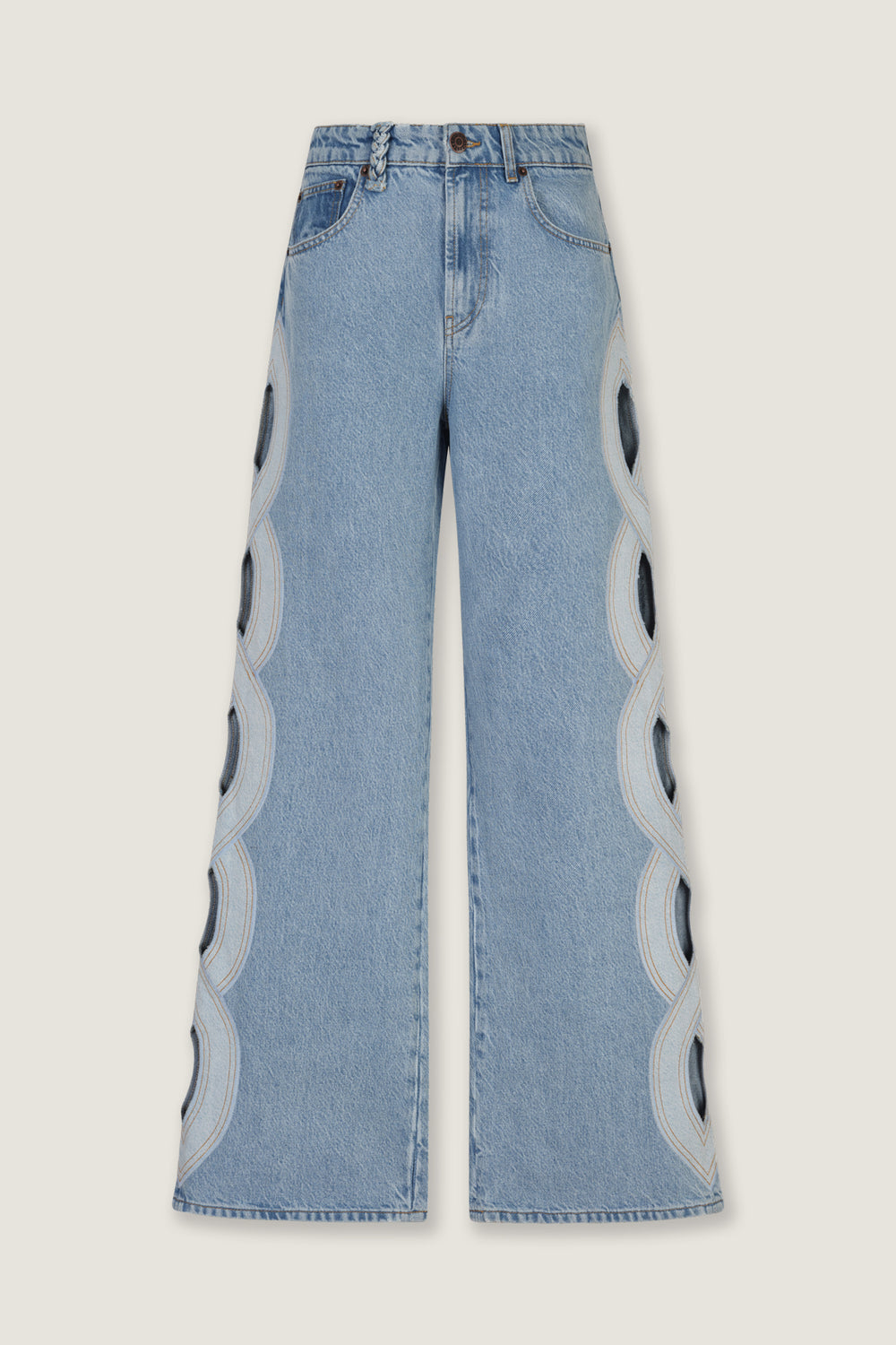 Light denim with braid opening