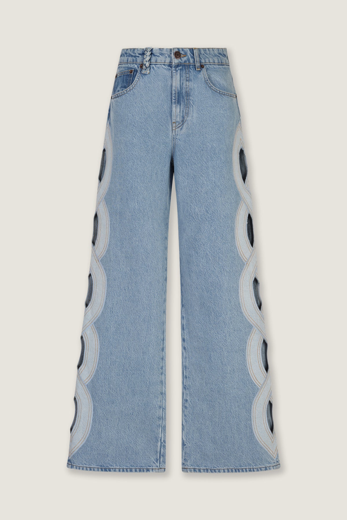 Helle Jeans mit tresse-Öffnung