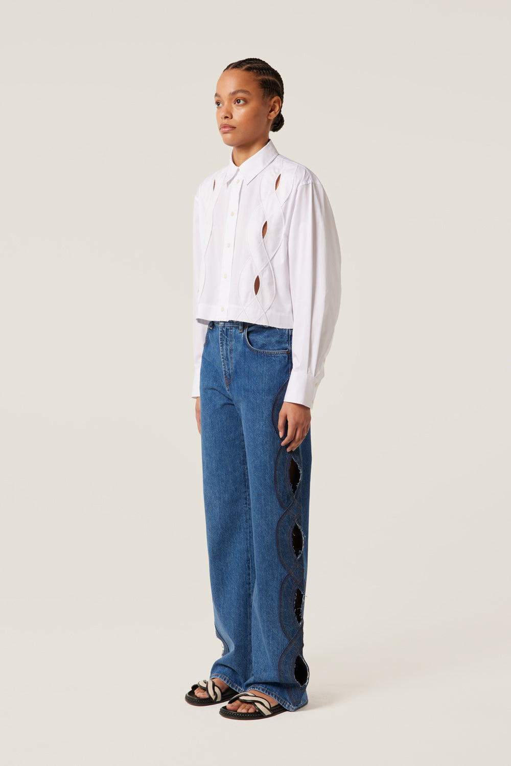 Cropped shirt with openwork braids