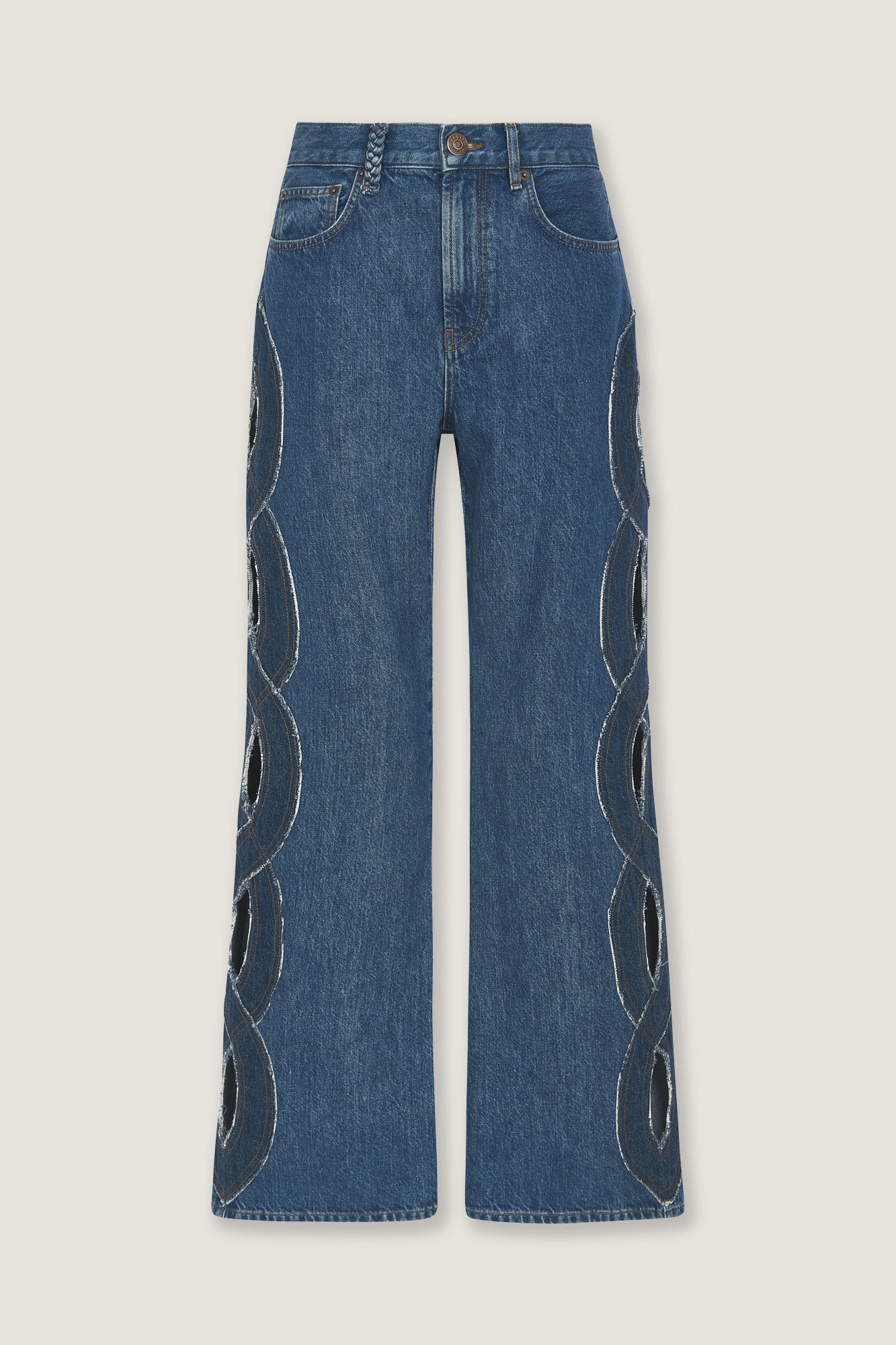 Denim with braid opening