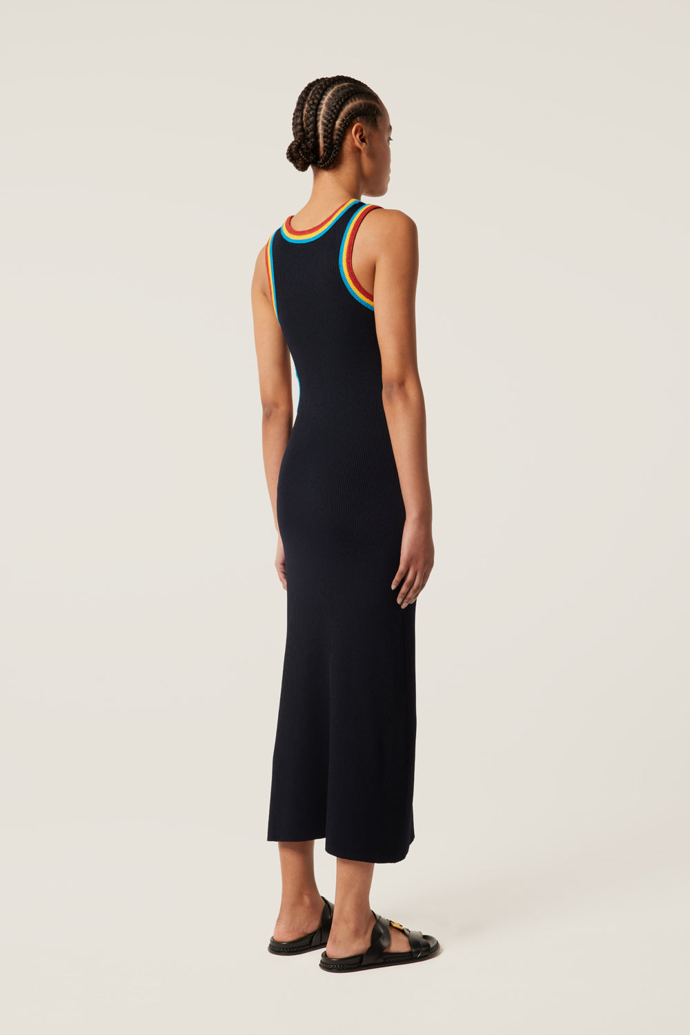 Long knit dress with waist opening
