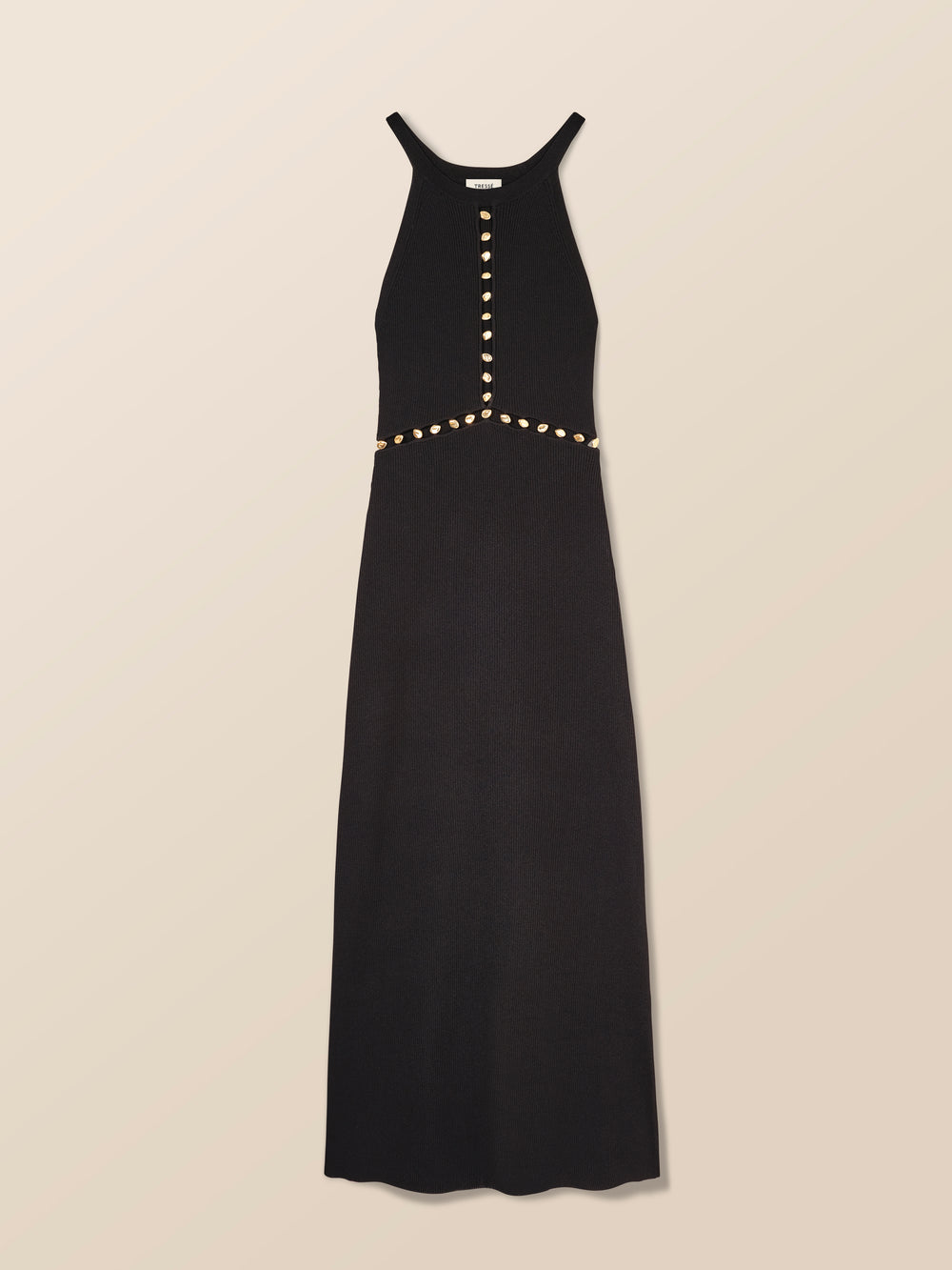 Long dress with gold buttons