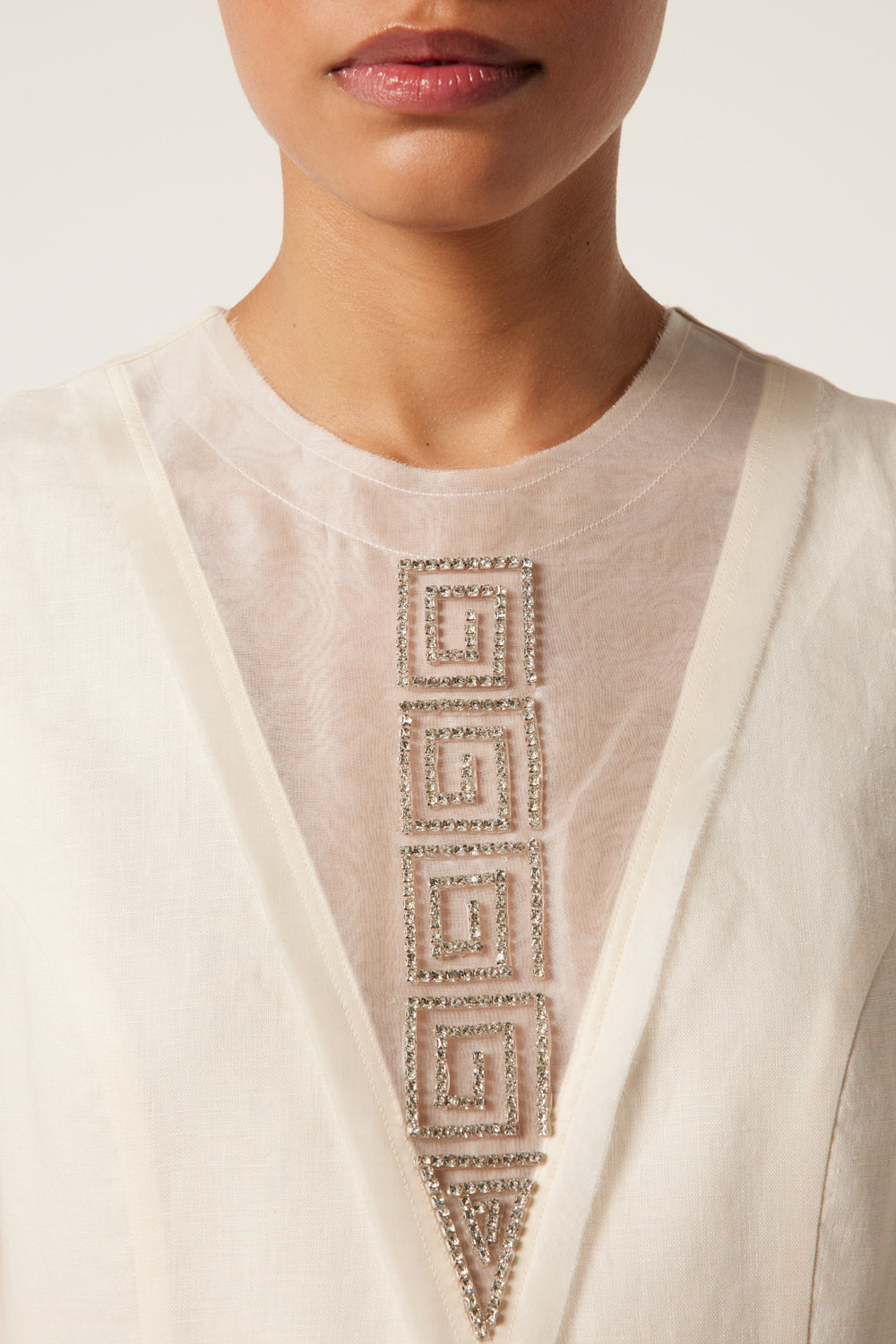 Short dress with rhinestone spirals