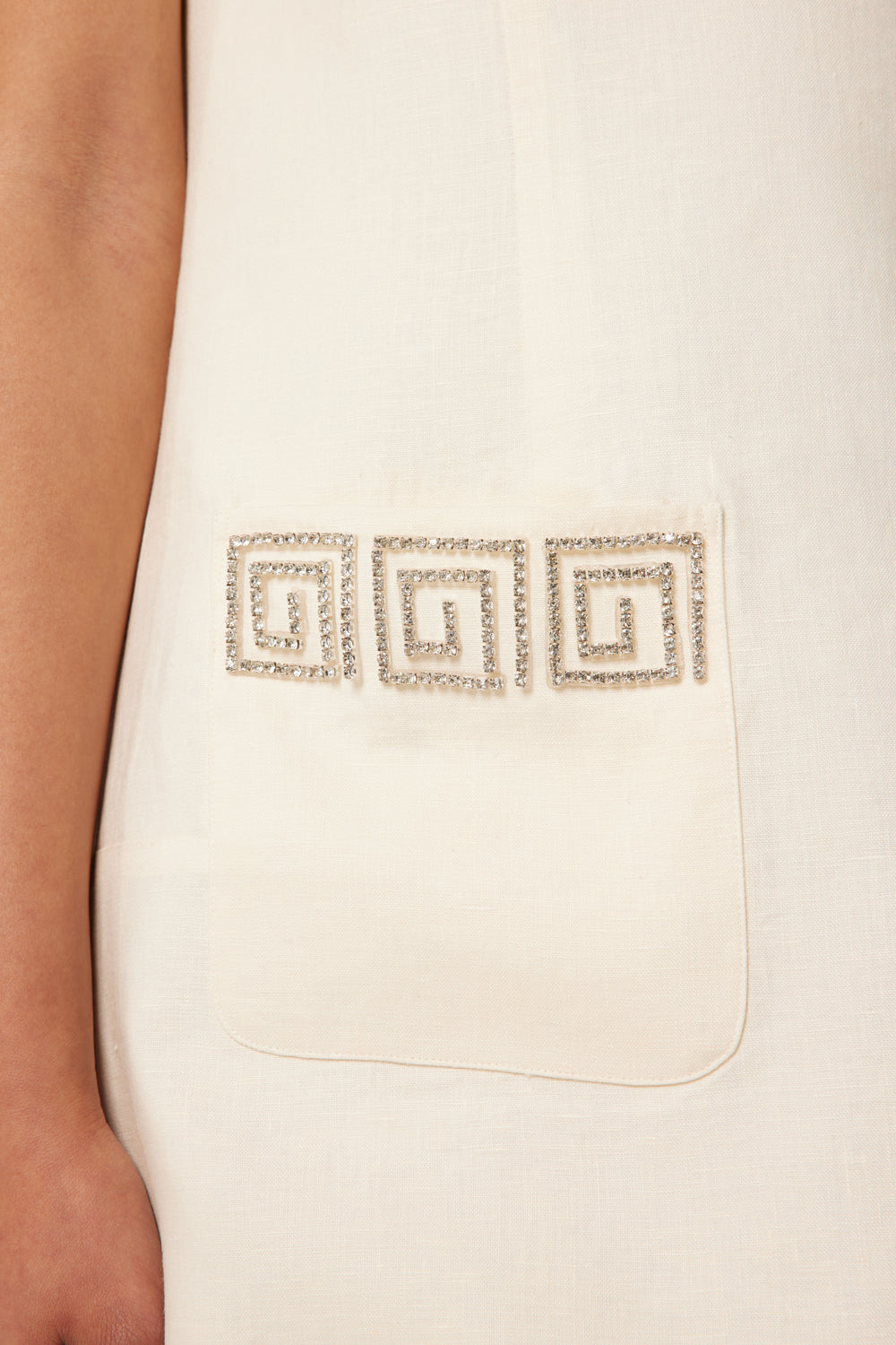 Short dress with rhinestone spirals