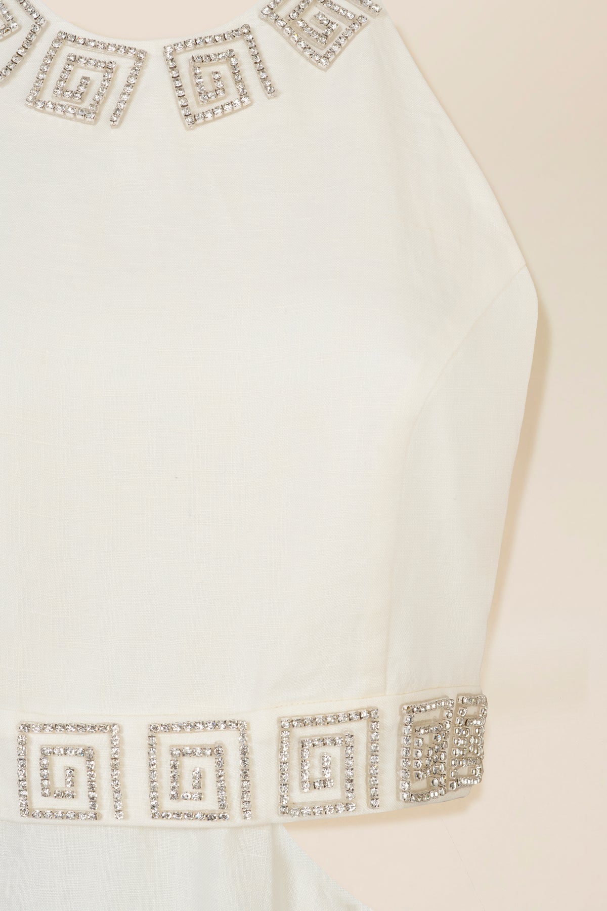 Backless maxi dress with rhinestone spirals