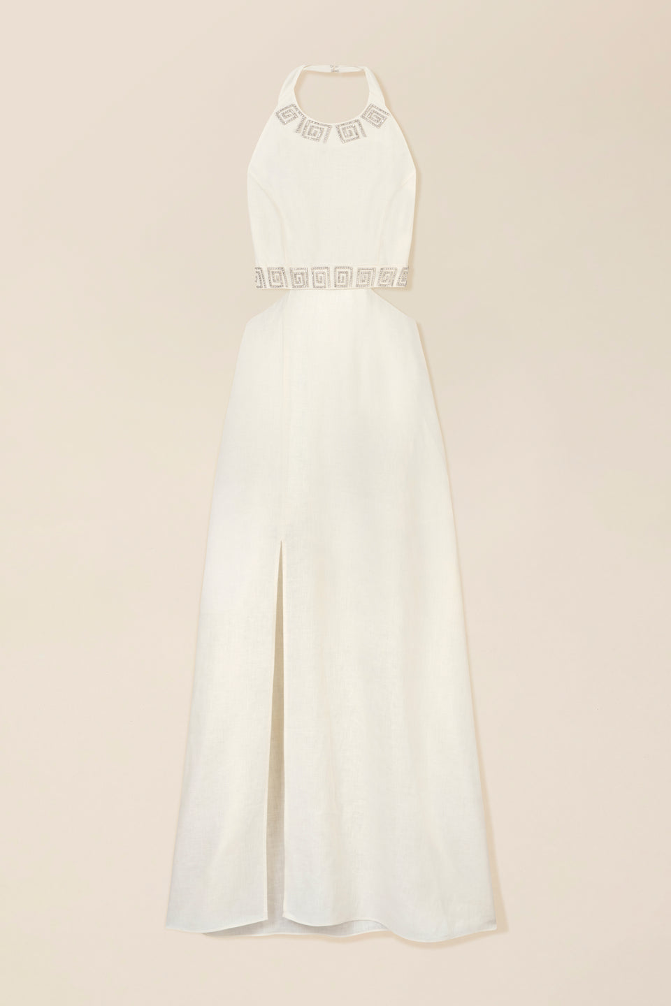 Robe longue dos nu à spirales strass