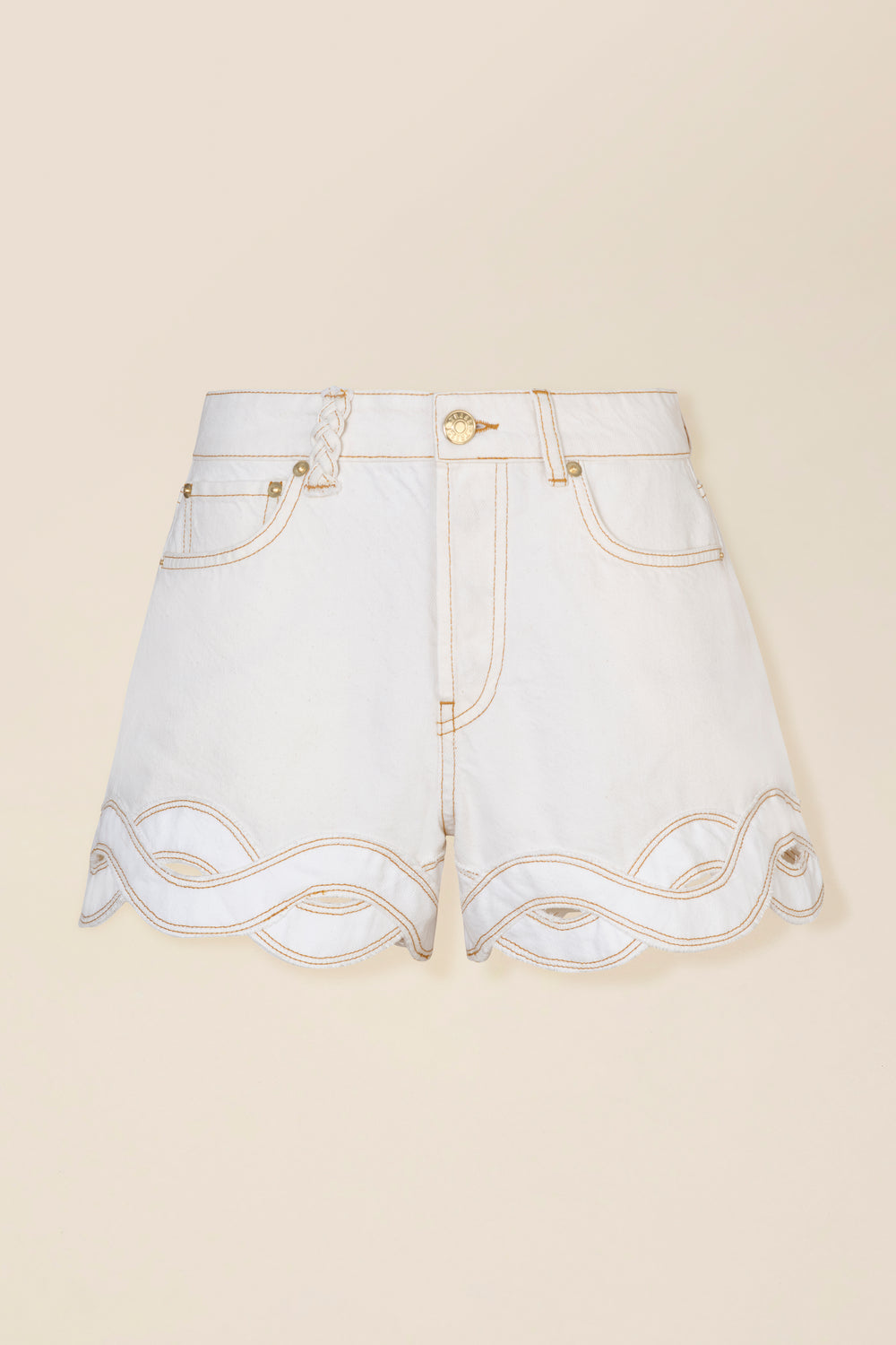 Ecru braided opening shorts