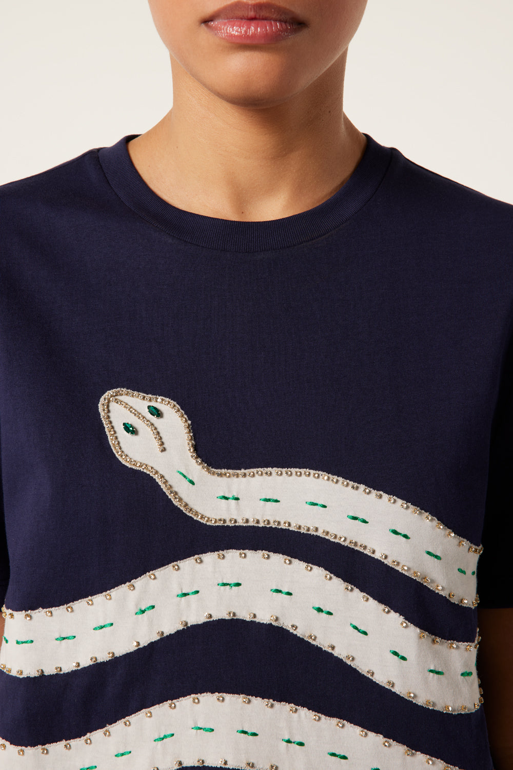 T-shirt with snake panel