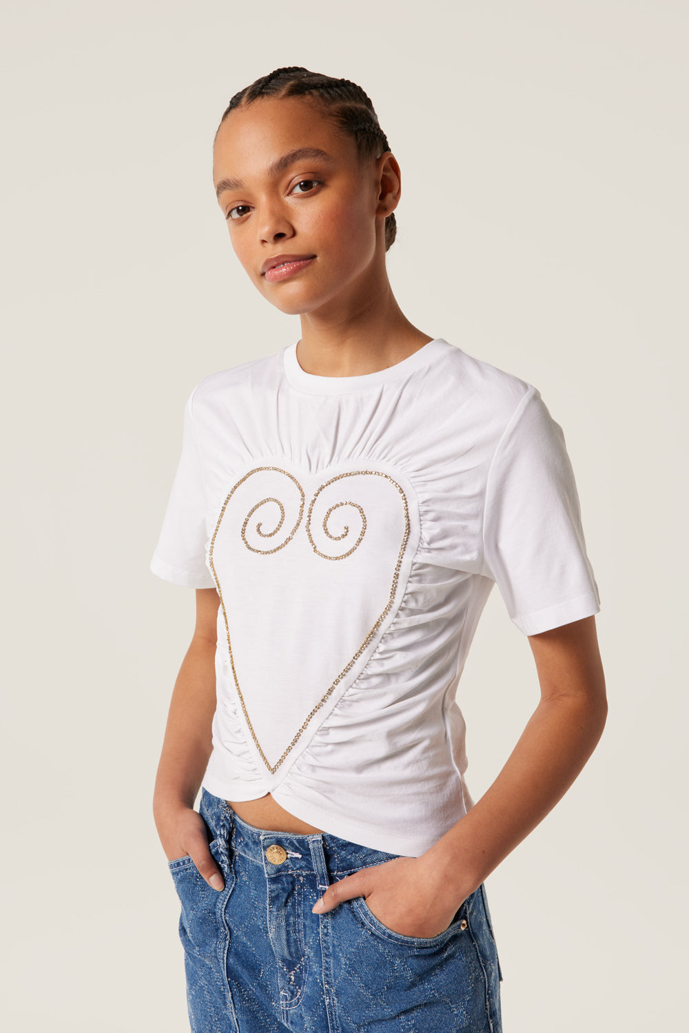 Gathered heart T-shirt