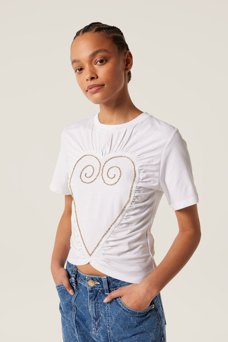 T-shirt cœur à fronces